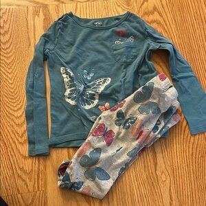 Carter's Teal Butterfly Long Sleeve Top and Leggings Set
